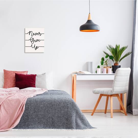 Stupell Industries Never Give Up Phrase Abstract Line Typography Wall Plaque